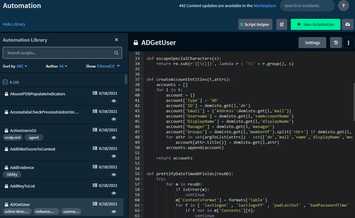 図7. AutomationスクリプトはGUI編集が可能。自作スクリプトの登録機能も提供 (Python、JavaScript、PowerShell)